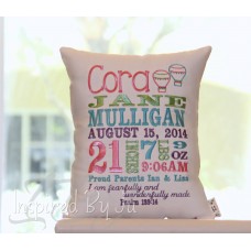 Hot Air Balloon - Birth Announcement Pillow